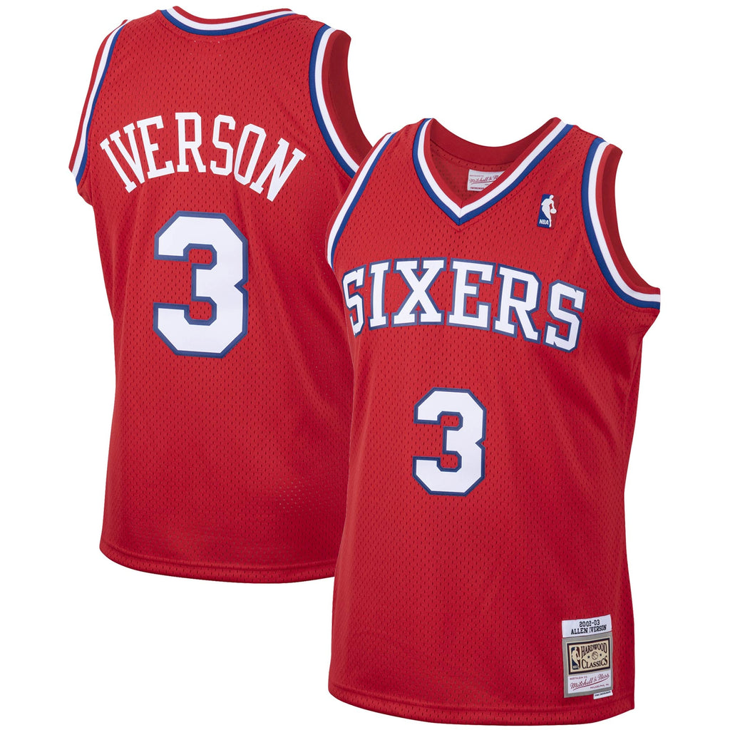 Men's Philadelphia 76ers Allen Iverson Mitchell & Ness Red 2002/03 Hardwood Classics Swingman Jersey