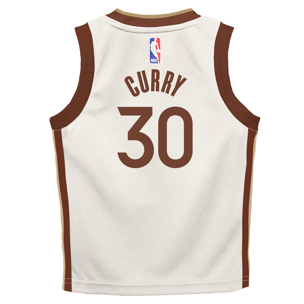 Preschool Golden State Warriors Stephen Curry Nike Tan 2025/26 City Edition Swingman Jersey