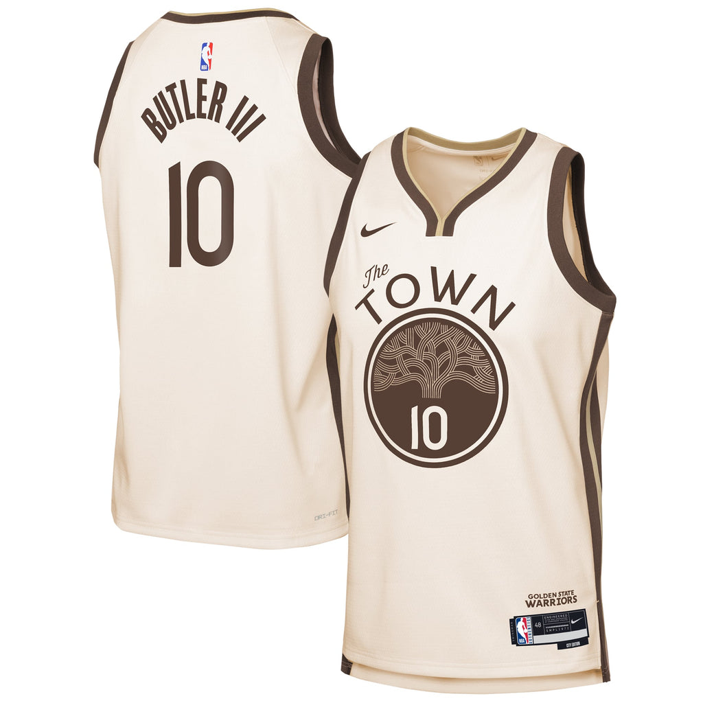 Youth Golden State Warriors Jimmy Butler III Nike Tan 2025/26 City Edition Swingman Jersey