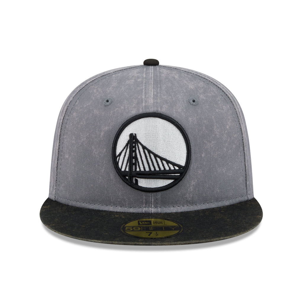 Men's Golden State Warriors New Era Gray/Black Washed 59FIFTY Fitted Hat