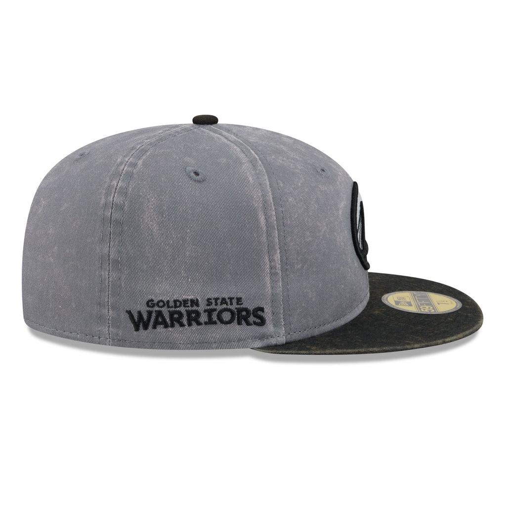 Men's Golden State Warriors New Era Gray/Black Washed 59FIFTY Fitted Hat