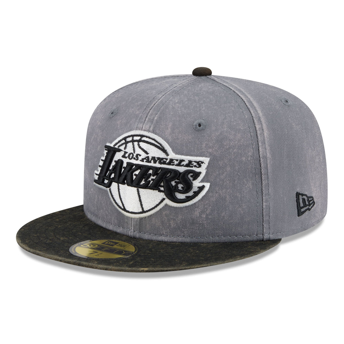 Men's Los Angeles Lakers New Era Gray/Black Washed 59FIFTY Fitted Hat