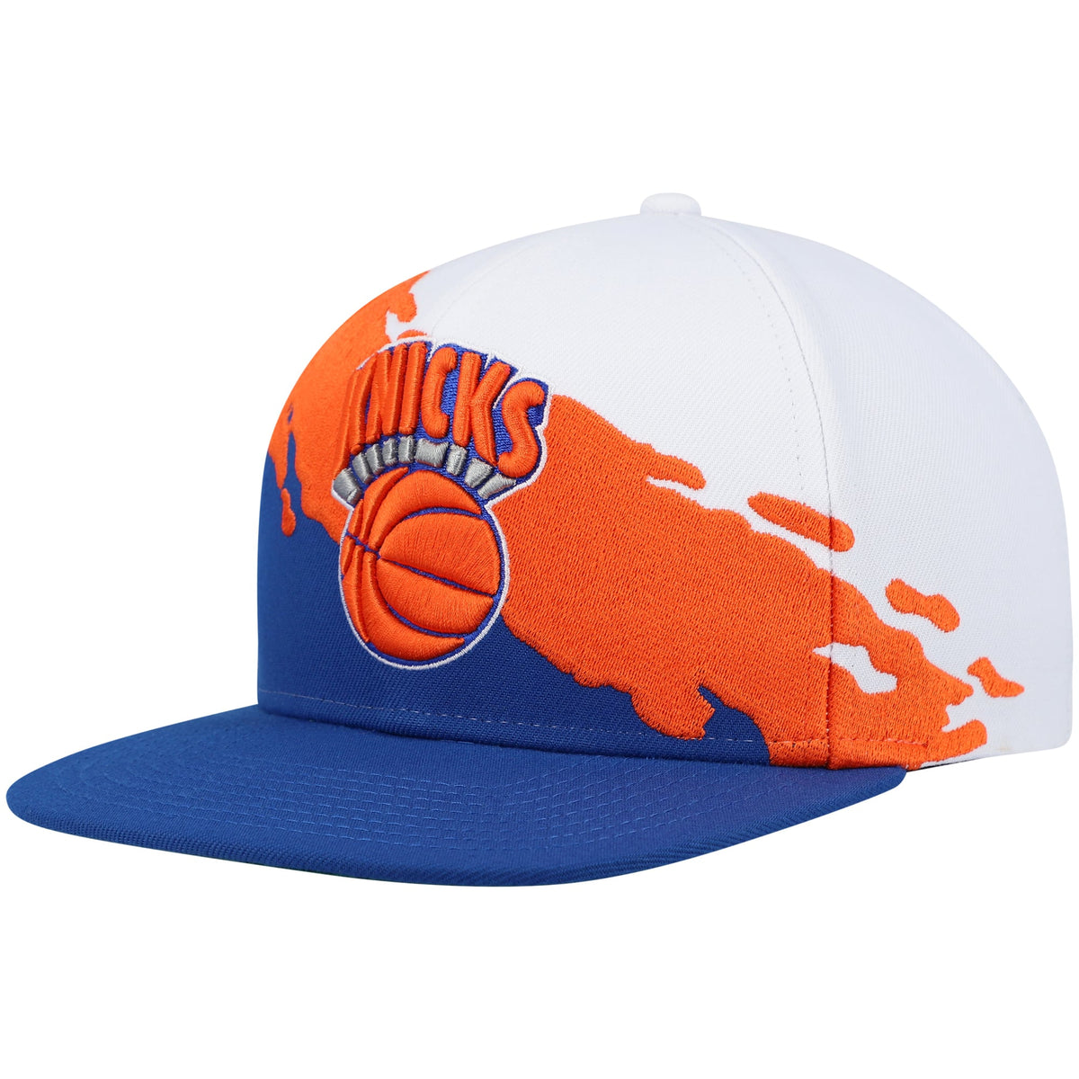 Men's New York Knicks Mitchell & Ness White/Blue Hardwood Classics Paintbrush Snapback Hat