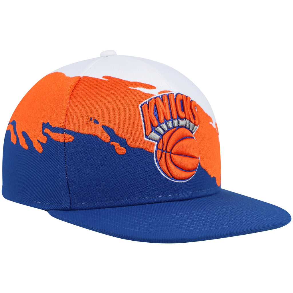 Men's New York Knicks Mitchell & Ness White/Blue Hardwood Classics Paintbrush Snapback Hat