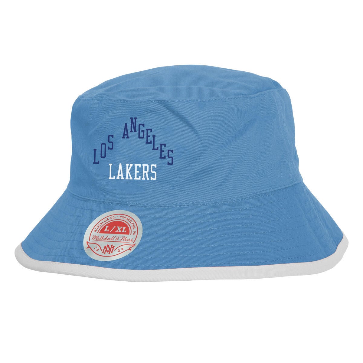 Men's Los Angeles Lakers Mitchell & Ness Black/Light Blue Flip It Reversible Bucket Hat