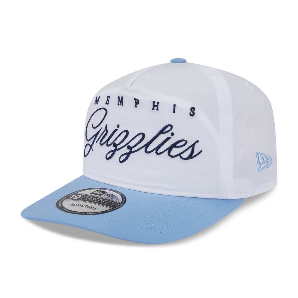 Men's Memphis Grizzlies New Era White/Light Blue 2025 NBA Draft On-Stage Nylon 19TWENTY Adjustable Hat