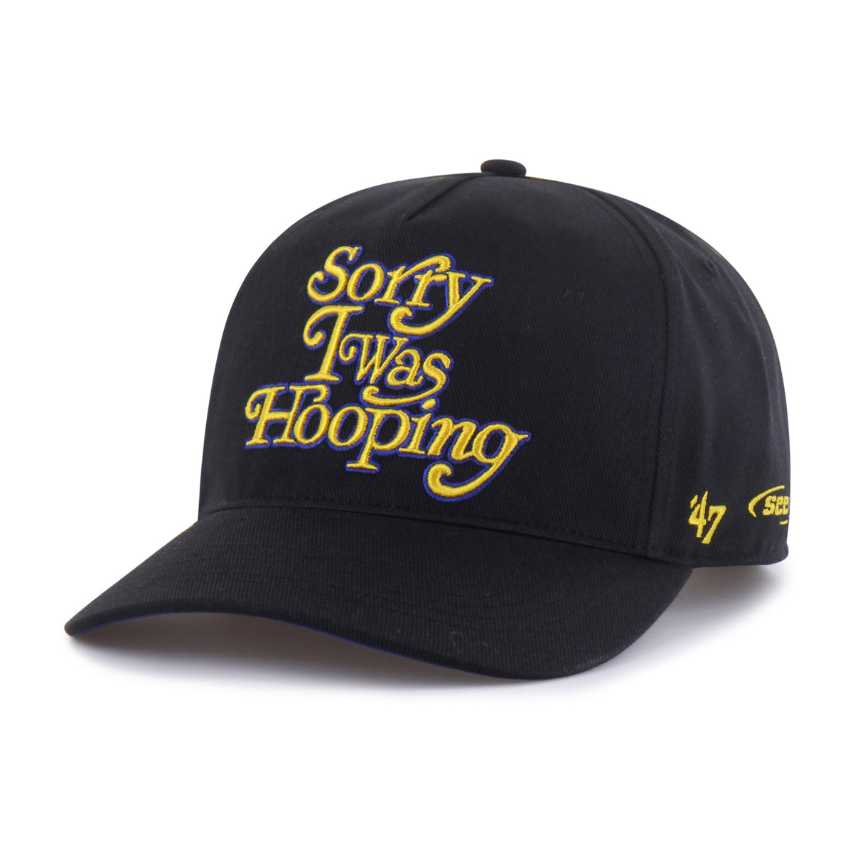 Men's Golden State Warriors Brand Seen by '47 Black Sorry I Was Hooping Hitch Adjustable Hat