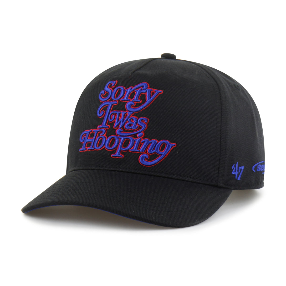Men's Philadelphia 76ers Brand Seen by '47 Black Sorry I Was Hooping Hitch Adjustable Hat