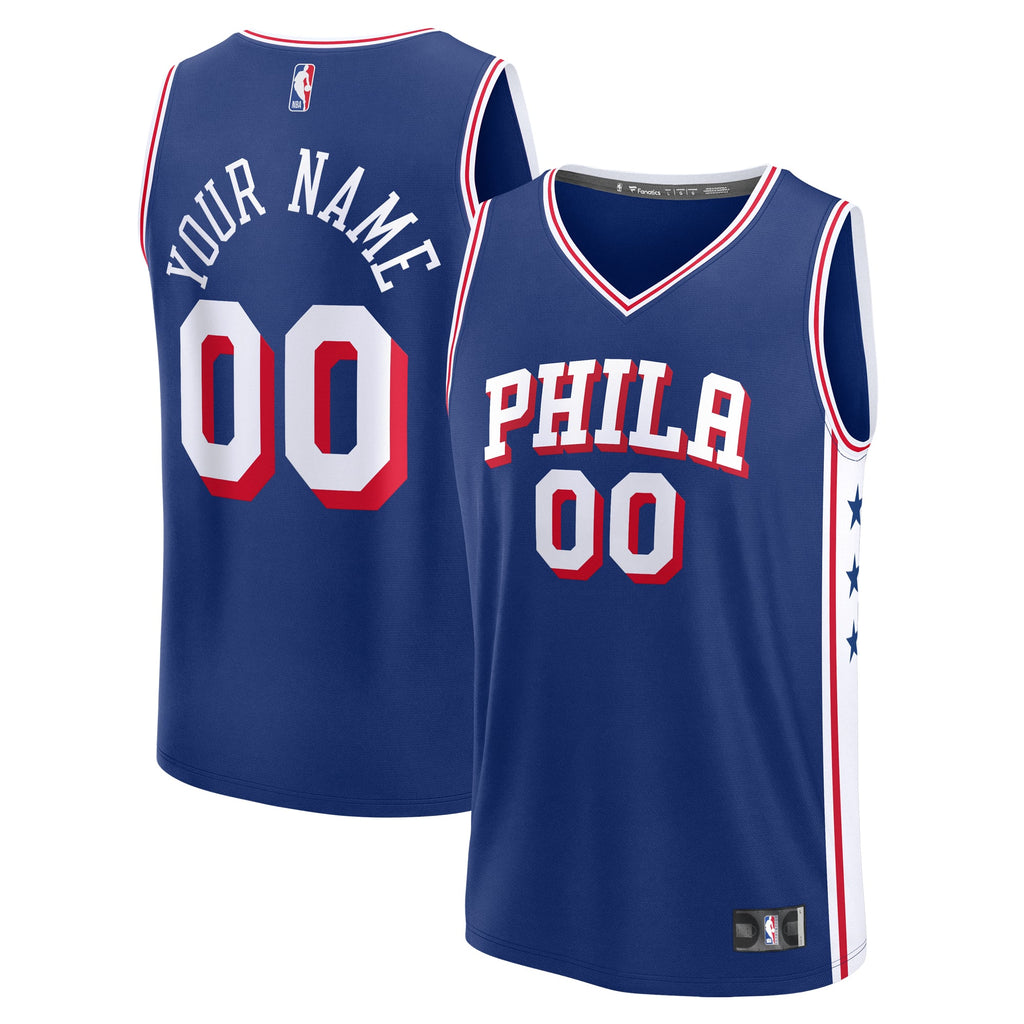 Men's Philadelphia 76ers Fanatics Blue Fast Break Custom Jersey - Icon Edition