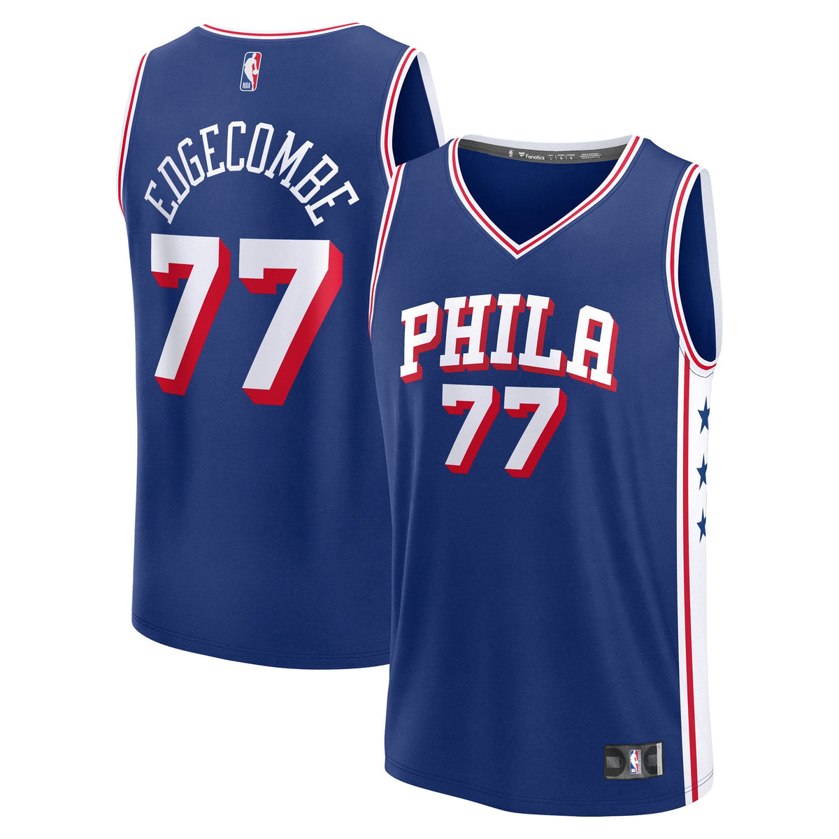 Men's Philadelphia 76ers V. J. Edgecombe Fanatics Royal 2025 NBA Draft First Round Pick Fast Break Replica Jersey - Icon Edition