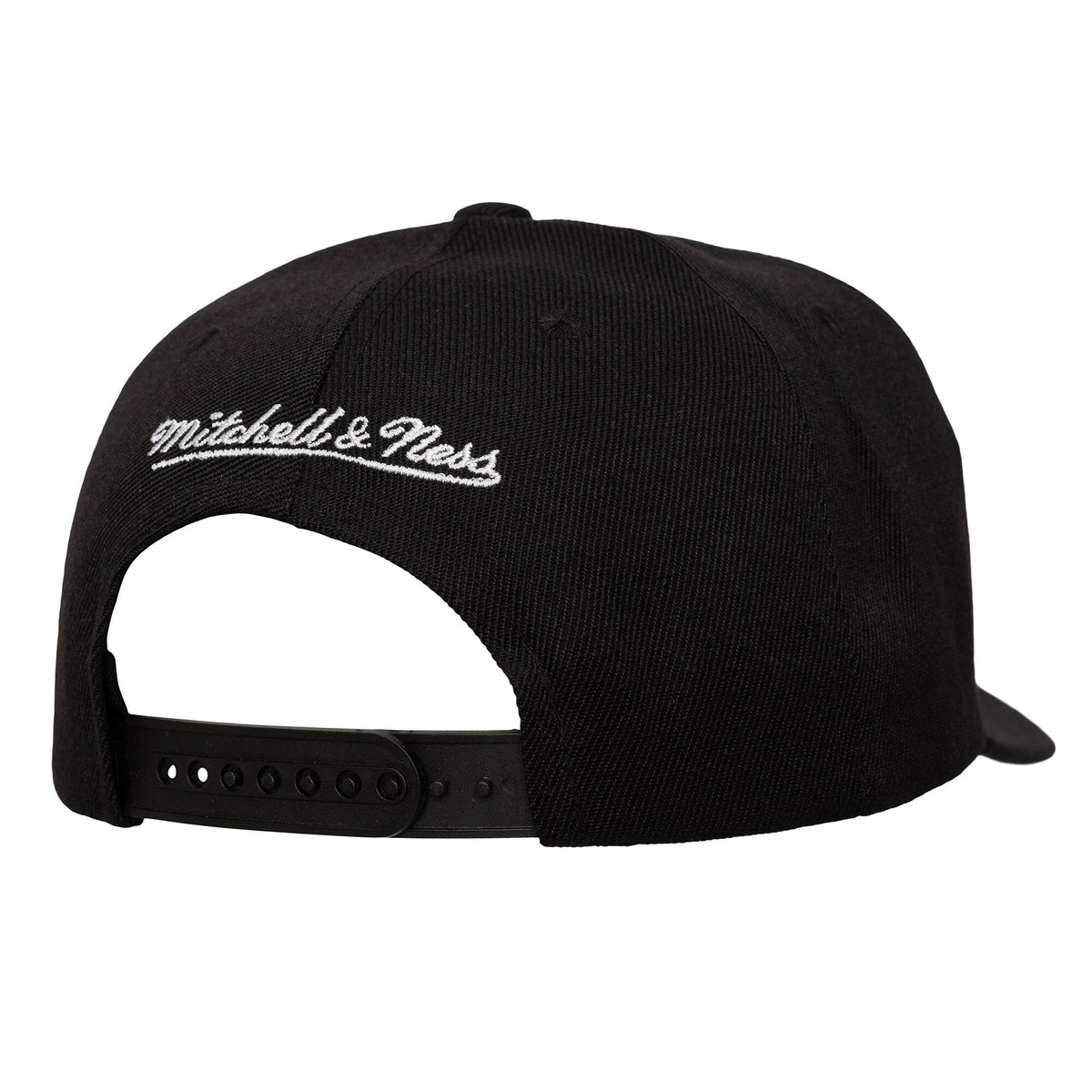 Men's Golden State Warriors  Mitchell & Ness Black Busted Logo Wordmark Wrap-Around Pro Pinch Adjustable Hat