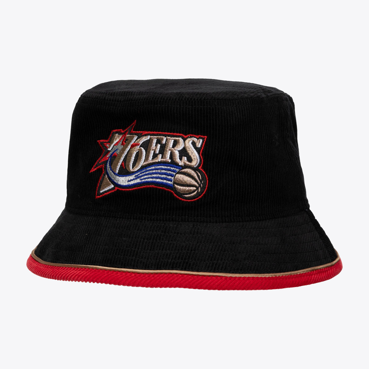 Men's Philadelphia 76ers Mitchell & Ness Black Hardwood Classics Special Corduroy Bucket Hat