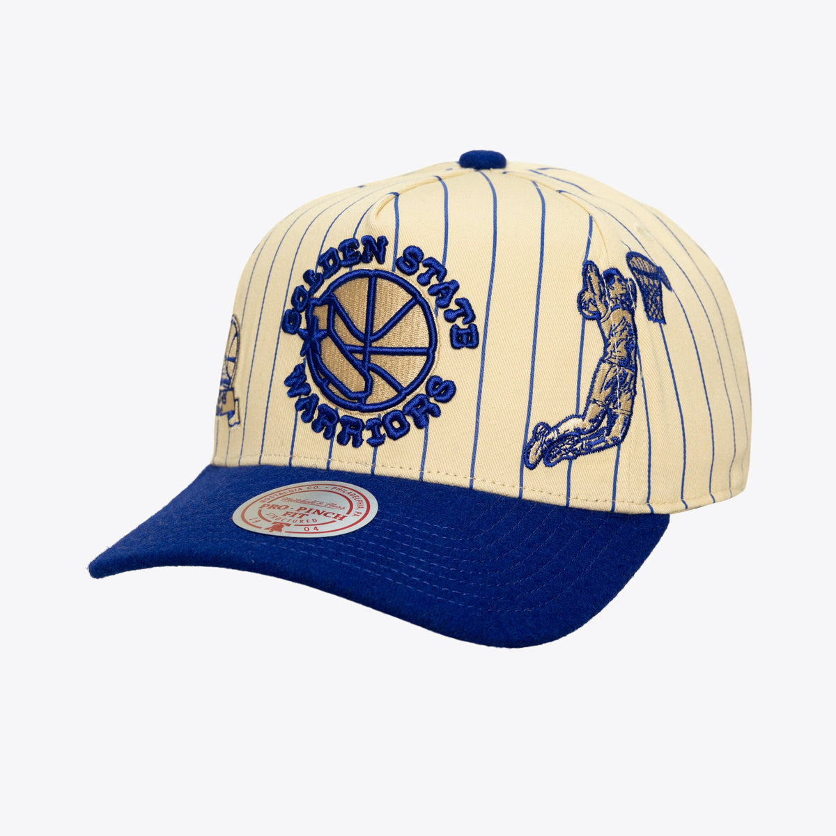 Men's Golden State Warriors Mitchell & Ness Cream Hardwood Classics Retro Roots Stripe Pro Adjustable Hat
