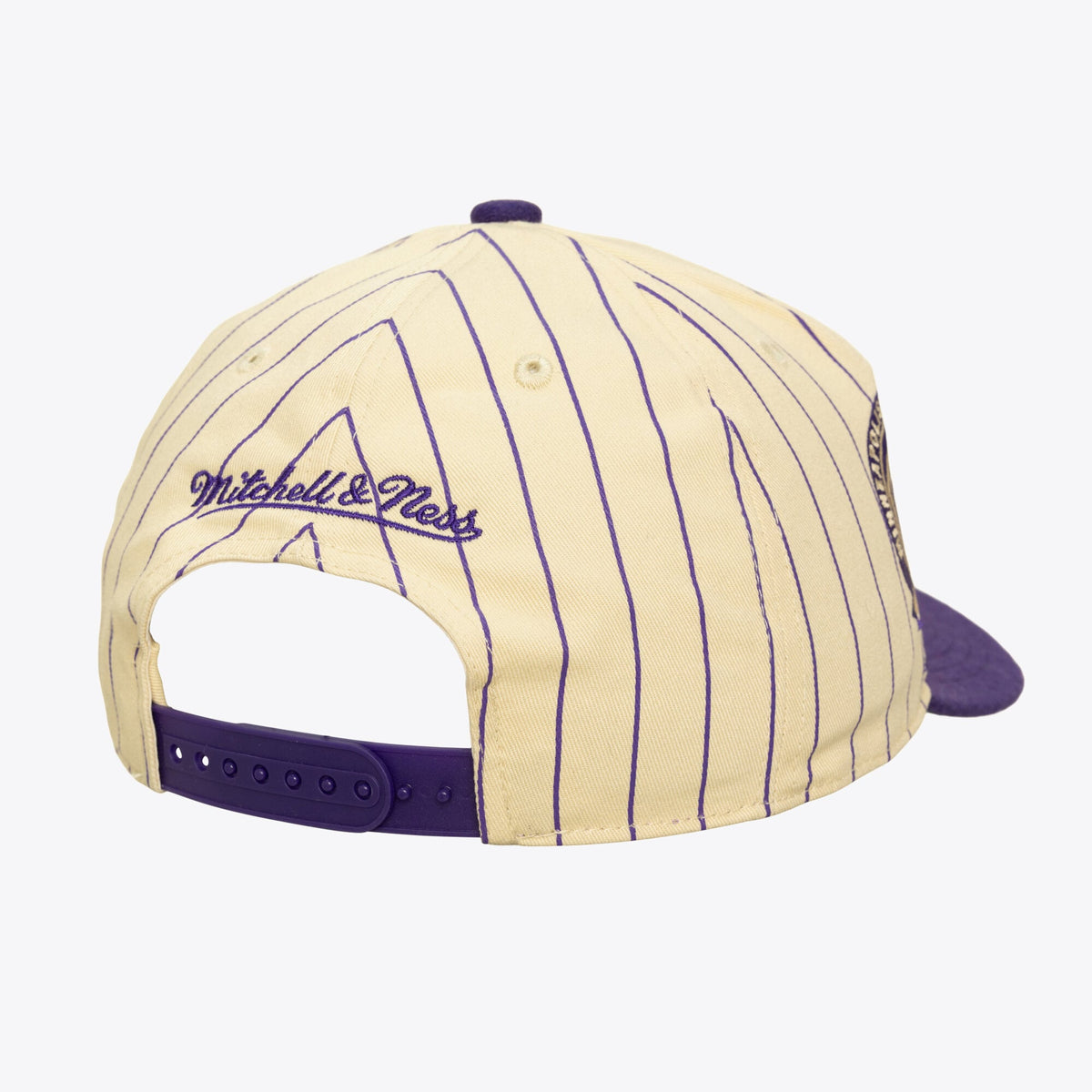 Men's Los Angeles Lakers Mitchell & Ness Cream Retro Roots Stripe Pro Adjustable Hat

