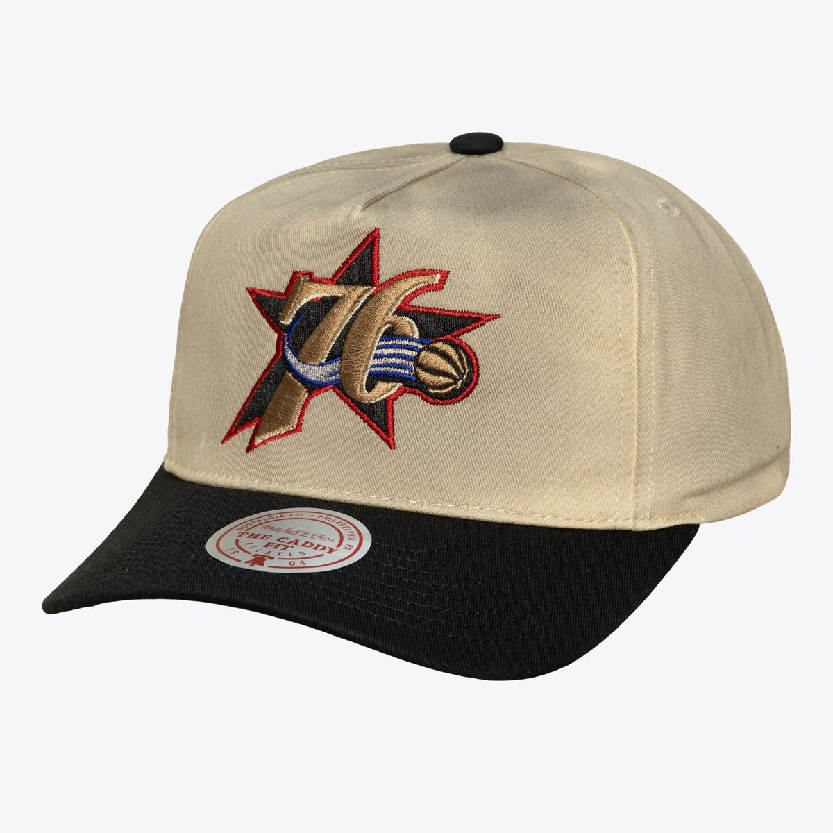 Men's Philadelphia 76ers Mitchell & Ness Cream Hardwood Classics Retro Roots Snapback Hat
