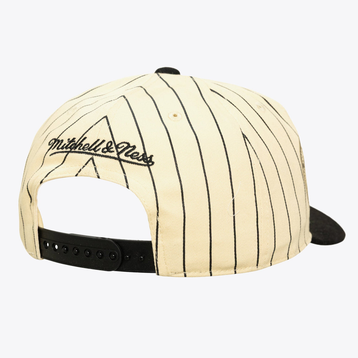 Men's Philadelphia 76ers Mitchell & Ness Cream Hardwood Classics Retro Roots Stripe Pro Adjustable Hat

