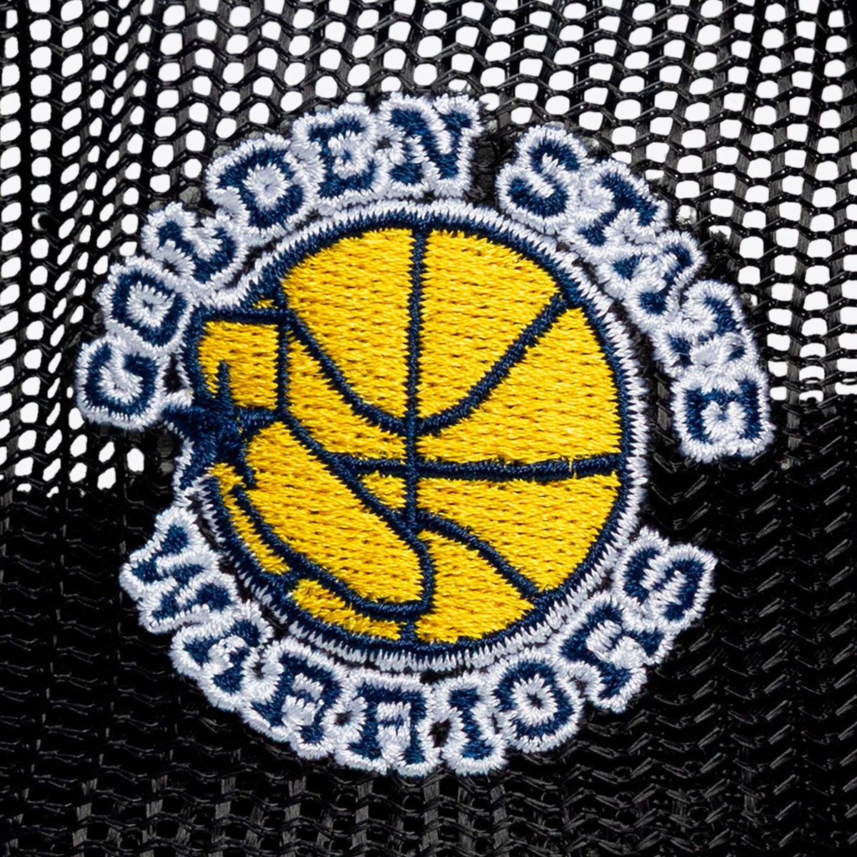 Men's Golden State Warriors Mitchell & Ness x LRG Black Hardwood Classics Trucker Adjustable Hat