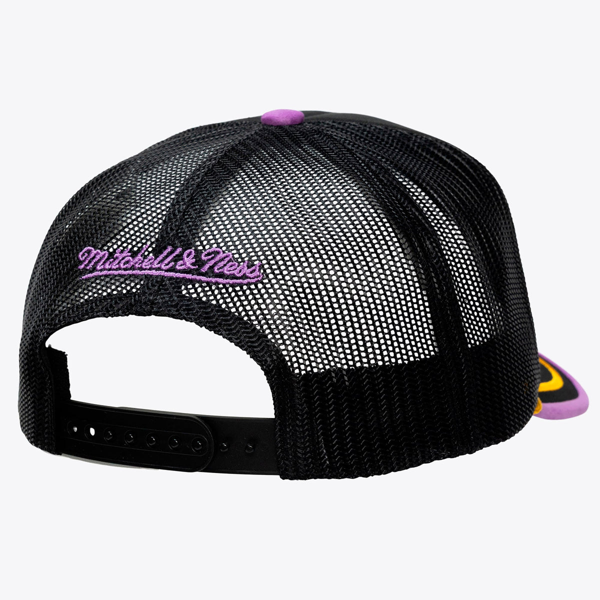 Men's Los Angeles Lakers Mitchell & Ness x LRG Black Hardwood Classics Trucker Adjustable Hat
