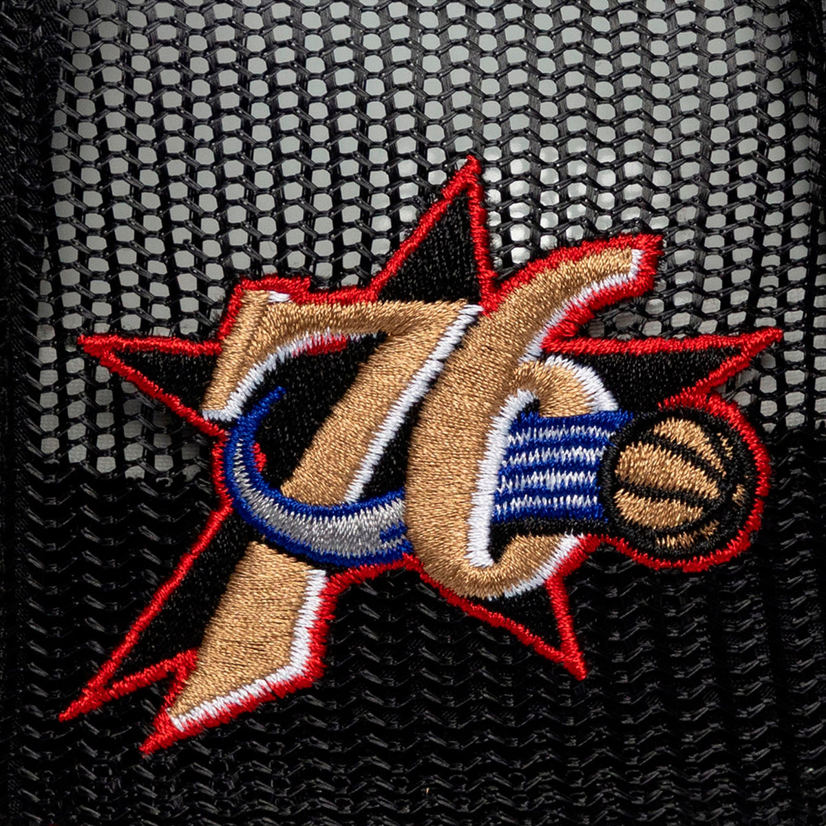 Men's Philadelphia 76ers Mitchell & Ness x LRG Black Hardwood Classics Trucker Adjustable Hat