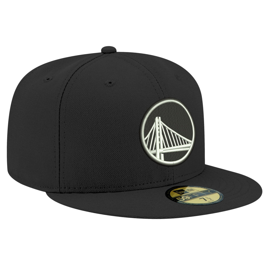 Men's Golden State Warriors New Era Black Black & White 59FIFTY Fitted Hat