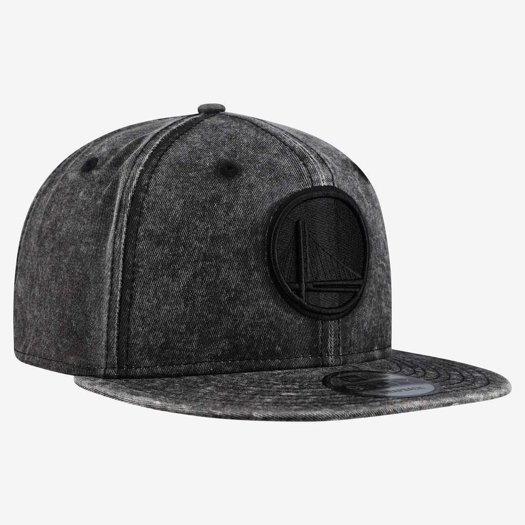 Men's Golden State Warriors  New Era Black Washed Tonal 9FIFTY Snapback Hat