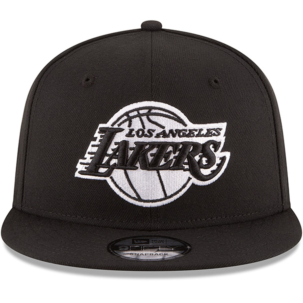 Men's Los Angeles Lakers New Era Black Black & White Logo 9FIFTY Adjustable Snapback Hat