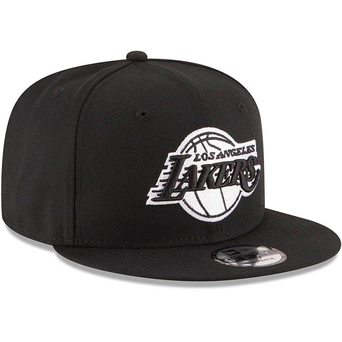 Men's Los Angeles Lakers New Era Black Black & White Logo 9FIFTY Adjustable Snapback Hat