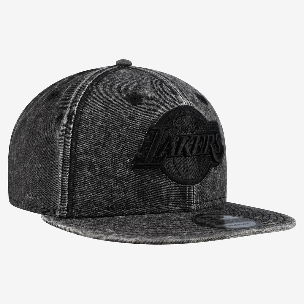 Men's Los Angeles Lakers  New Era Black Washed Tonal 9FIFTY Snapback Hat