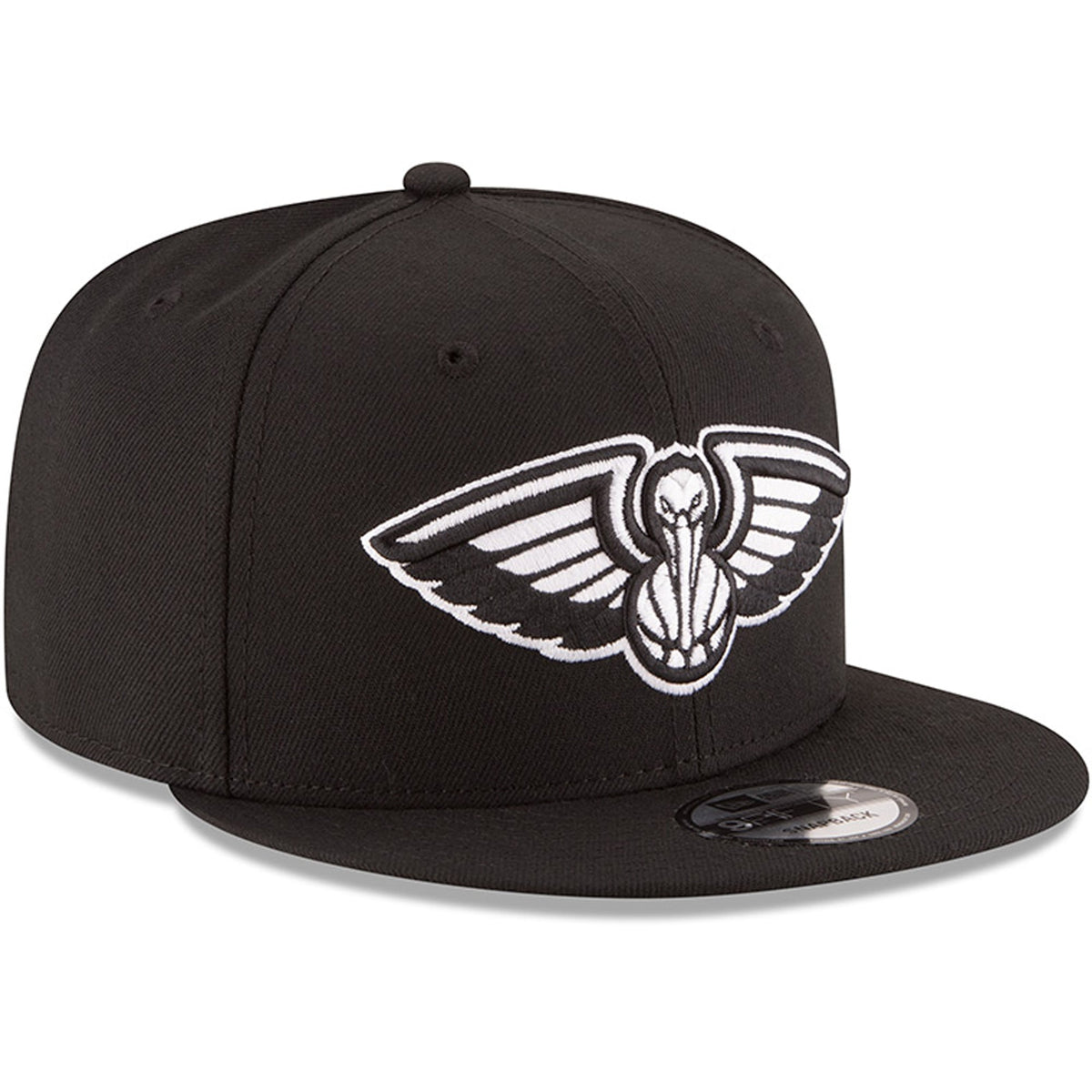 Men's New Orleans Pelicans New Era Black Black & White Logo 9FIFTY Adjustable Snapback Hat