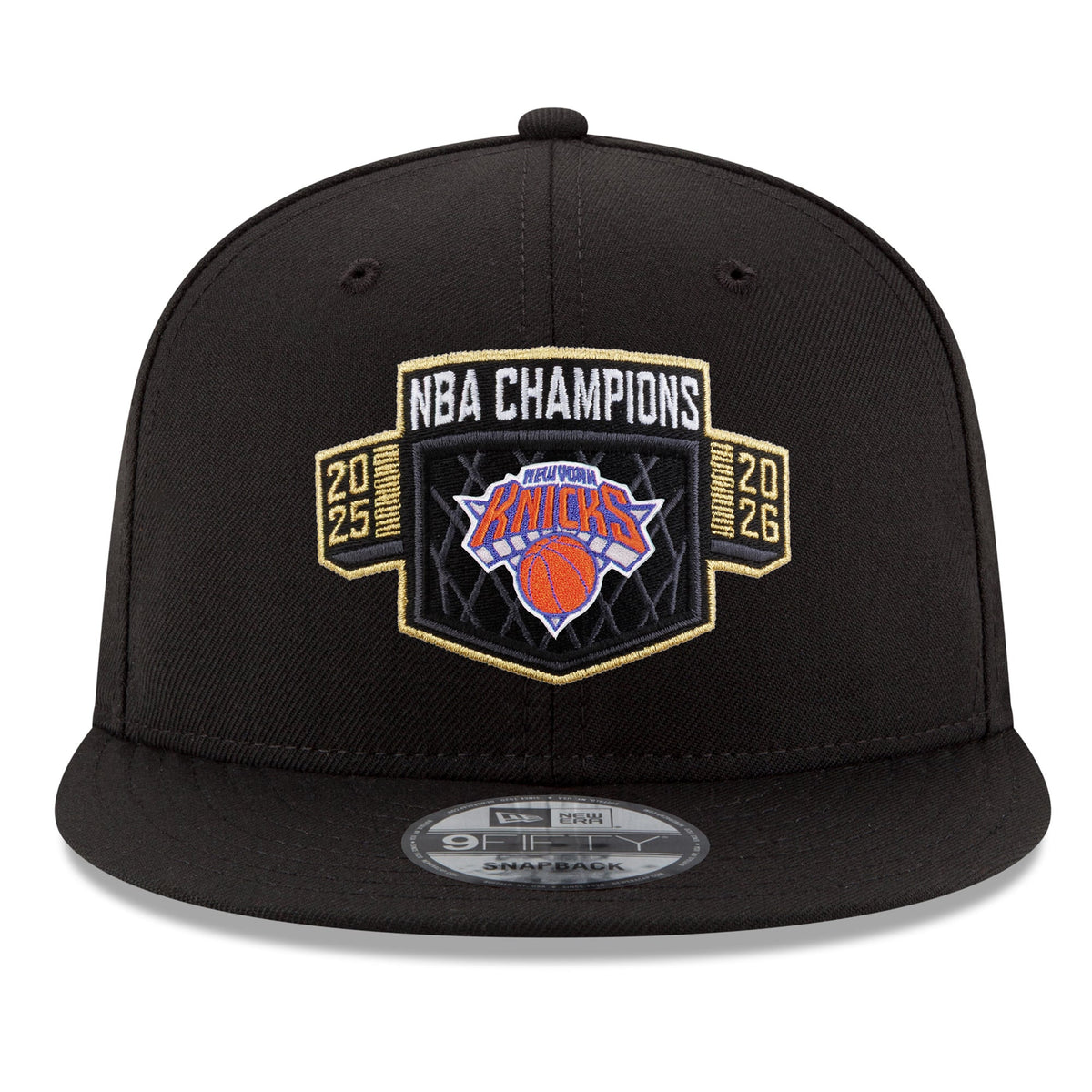 Men's New York Knicks New Era Black 2026 NBA Finals Champions Locker Room Replica 9FIFTY Snapback Hat
