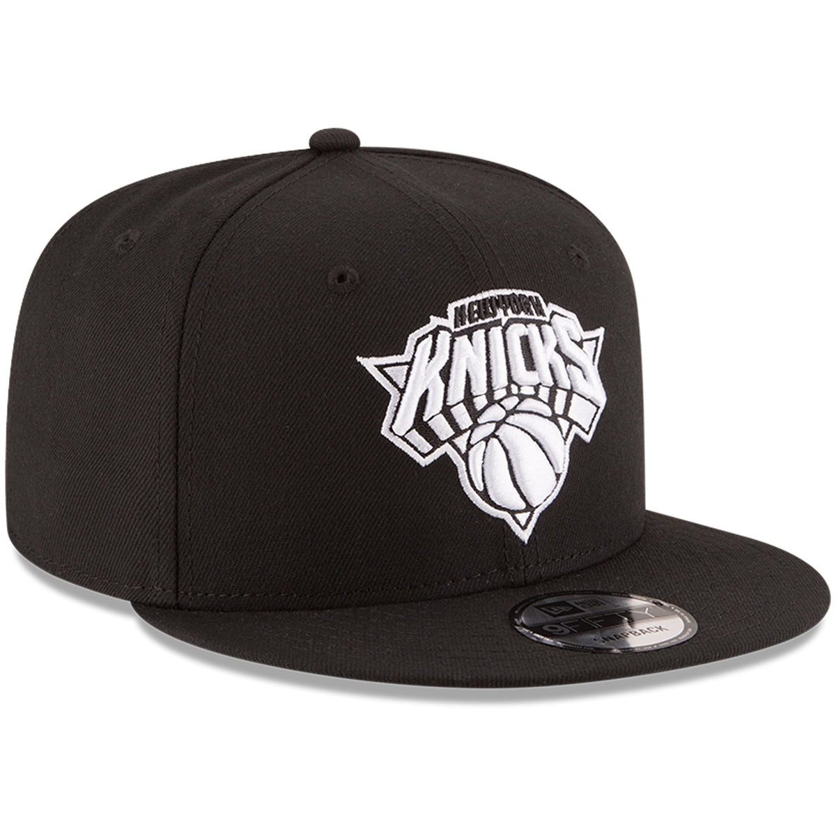 Men's New York Knicks New Era Black Black & White Logo 9FIFTY Adjustable Snapback Hat