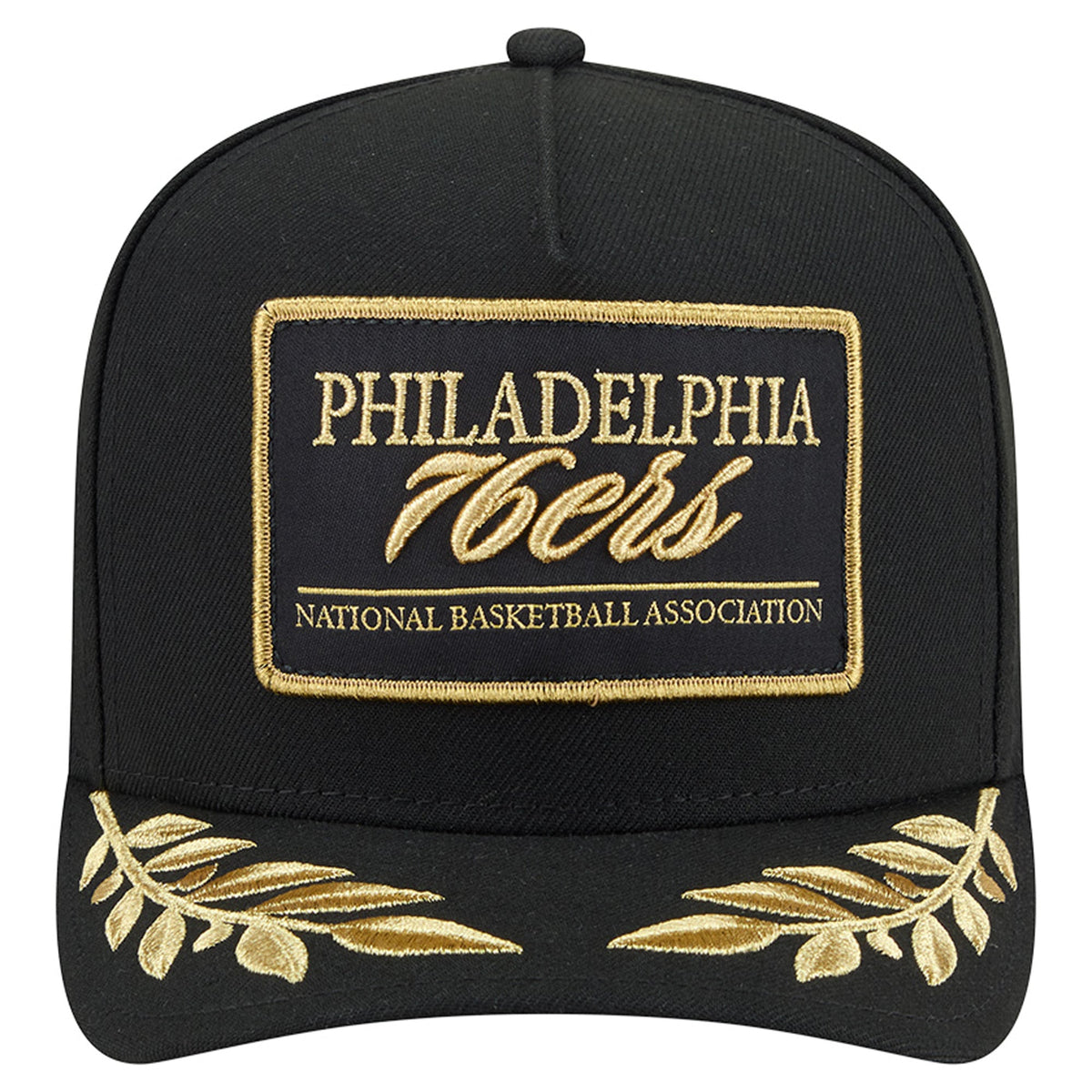 Men's Philadelphia 76ers  New Era Black Golden 9FIFTY Snapback Hat