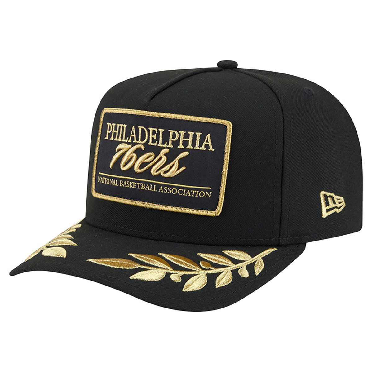 Men's Philadelphia 76ers  New Era Black Golden 9FIFTY Snapback Hat