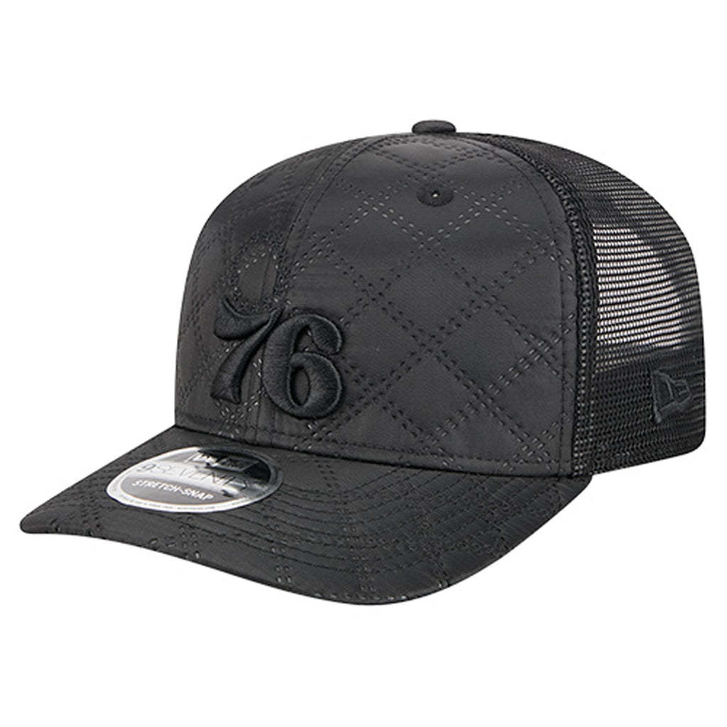 Men's Philadelphia 76ers  New Era Black Quilted 9SEVENTY Trucker Adjustable Hat