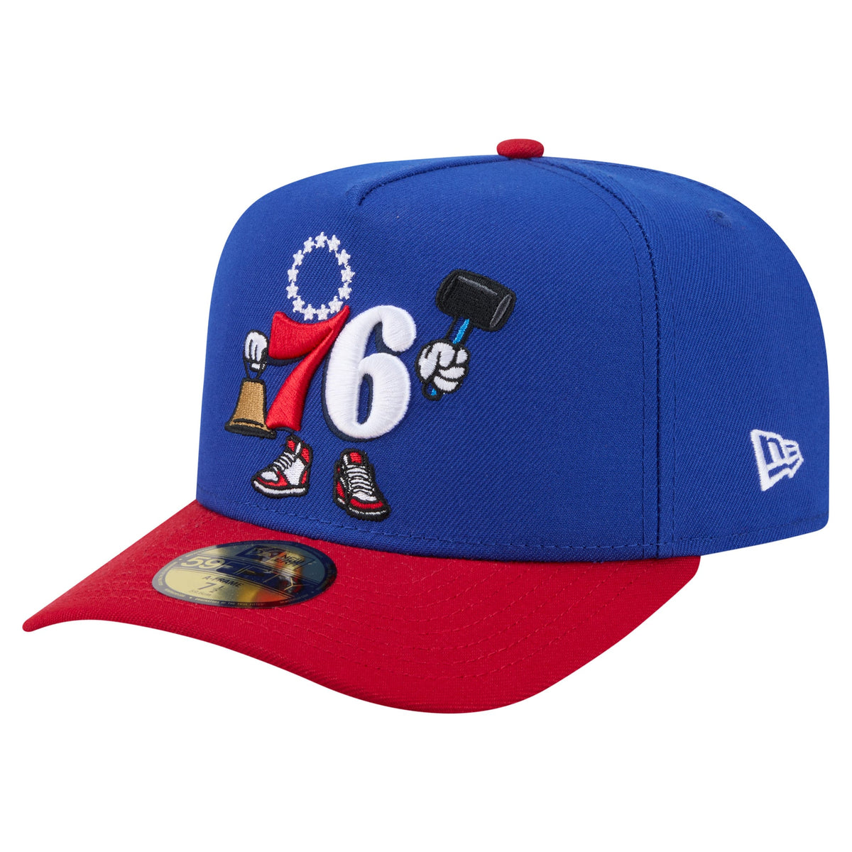 Men's Philadelphia 76ers  New Era Blue Injection Cartoon Logo A-Frame 59FIFTY Fitted Hat