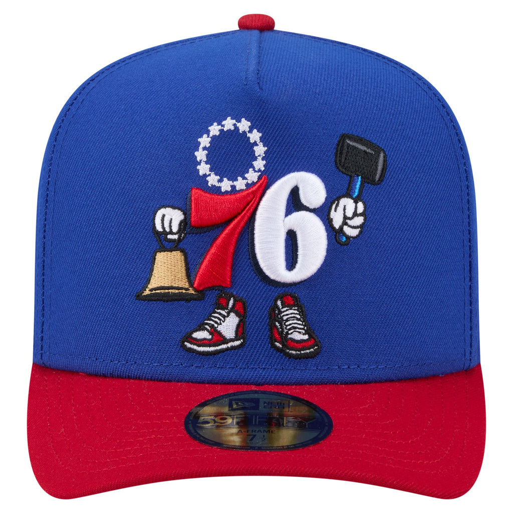 Men's Philadelphia 76ers  New Era Blue Injection Cartoon Logo A-Frame 59FIFTY Fitted Hat