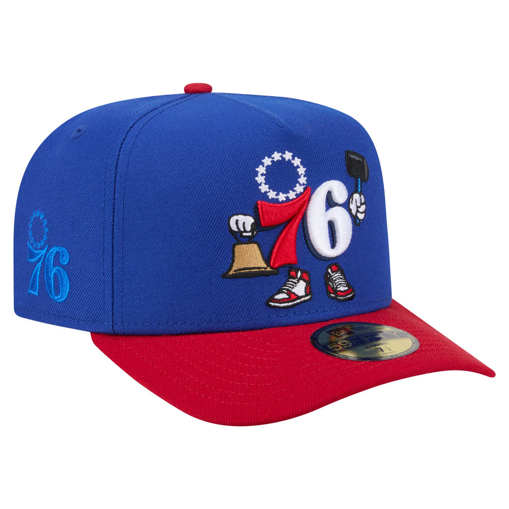 Men's Philadelphia 76ers  New Era Blue Injection Cartoon Logo A-Frame 59FIFTY Fitted Hat
