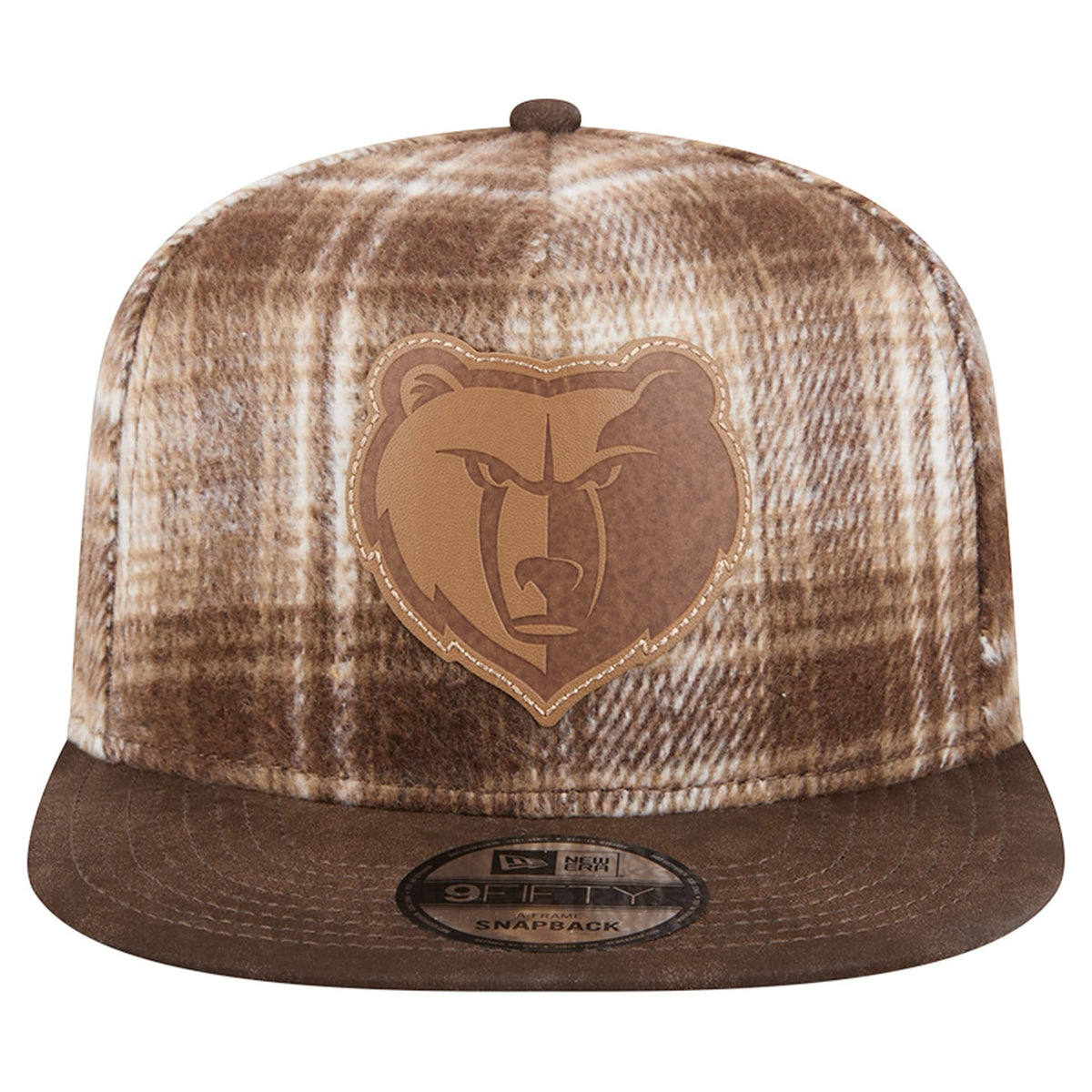 Men's Memphis Grizzlies New Era Brown Plaid 9FIFTY A-Frame Adjustable Hat
