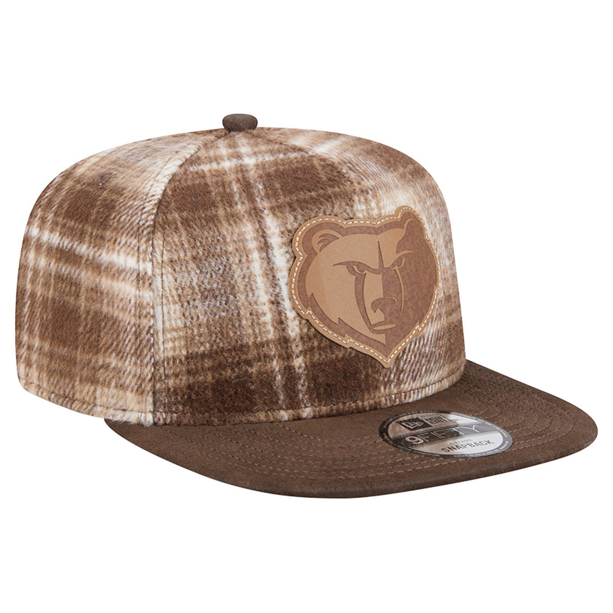 Men's Memphis Grizzlies New Era Brown Plaid 9FIFTY A-Frame Adjustable Hat