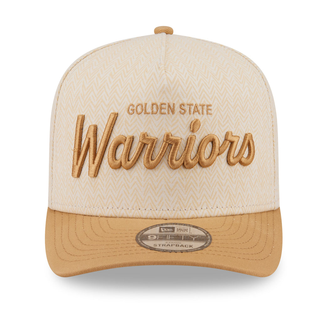 Men's Golden State Warriors  New Era Cream Herringbone 9FIFTY A-Frame Snapback Hat