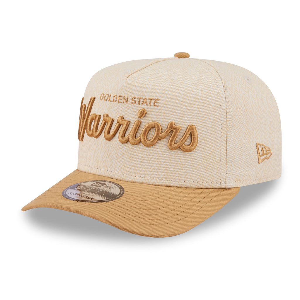 Men's Golden State Warriors  New Era Cream Herringbone 9FIFTY A-Frame Snapback Hat