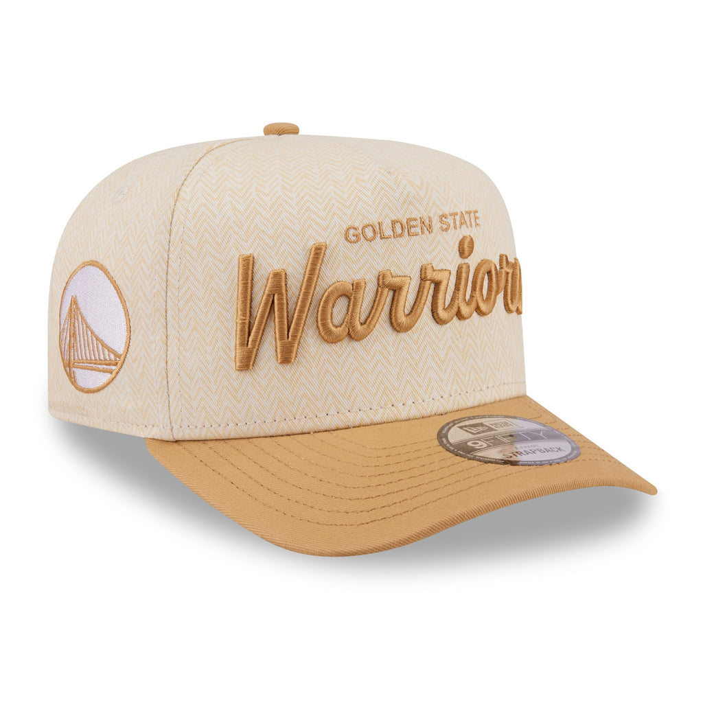 Men's Golden State Warriors  New Era Cream Herringbone 9FIFTY A-Frame Snapback Hat