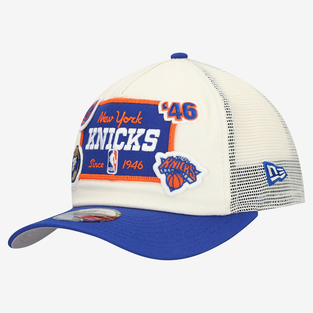 Men's New York Knicks New Era Off White Layered Patch 19TWENTY Adjustable Hat