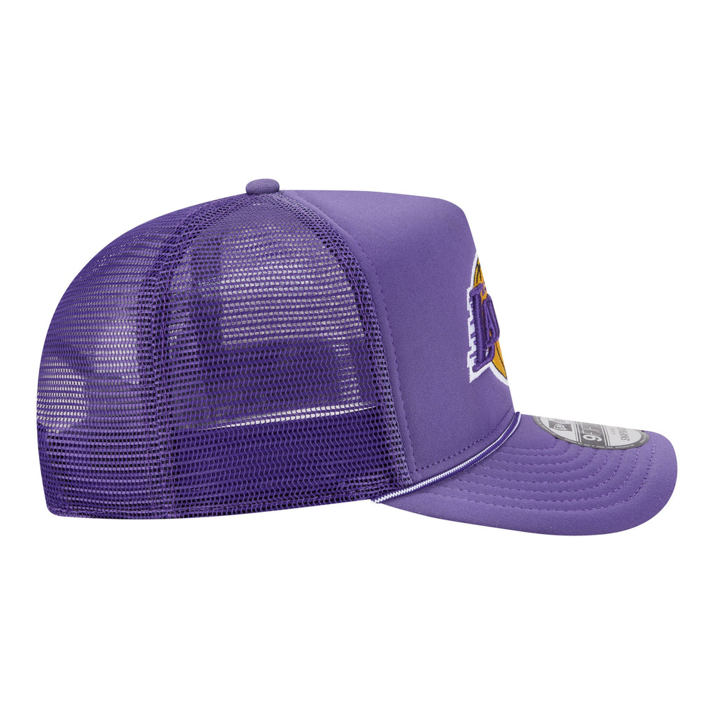 Men's Los Angeles Lakers New Era Purple Faded Foam Front 9FIFTY A-Frame Adjustable Trucker Hat
