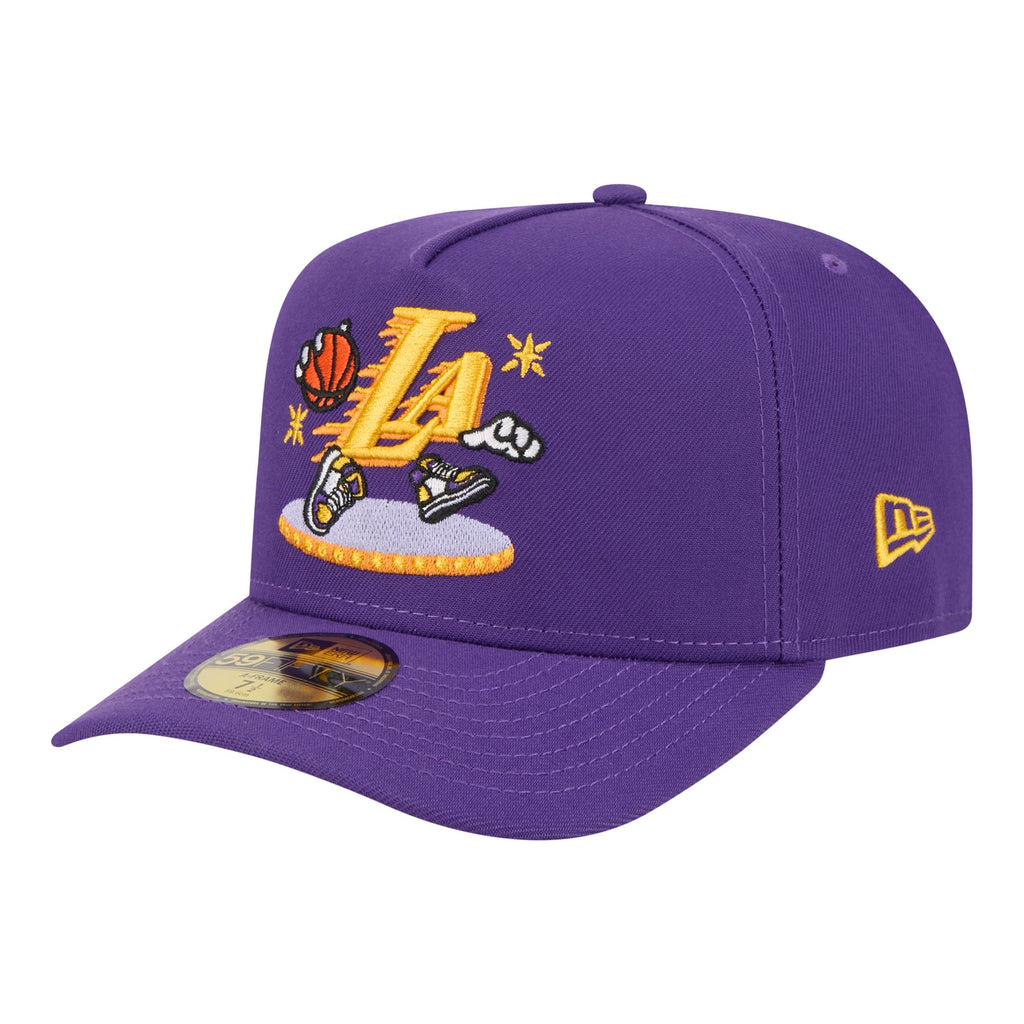 Men's Los Angeles Lakers  New Era Purple Injection Cartoon Logo A-Frame 59FIFTY Fitted Hat