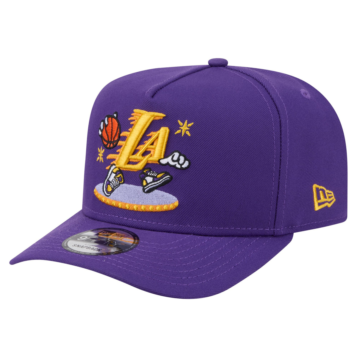 Men's Los Angeles Lakers  New Era Purple Injection Cartoon Logo A-Frame 9FIFTY Adjustable Hat