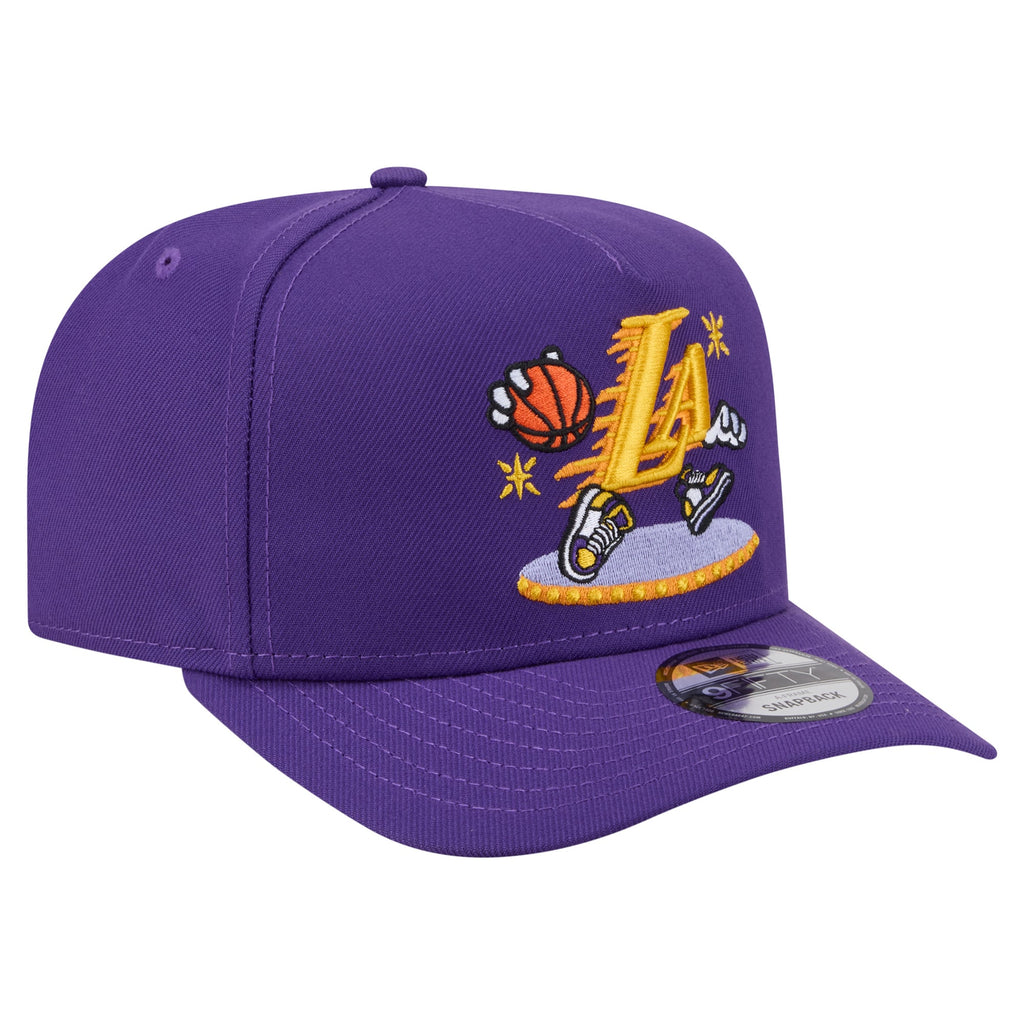 Men's Los Angeles Lakers  New Era Purple Injection Cartoon Logo A-Frame 9FIFTY Adjustable Hat
