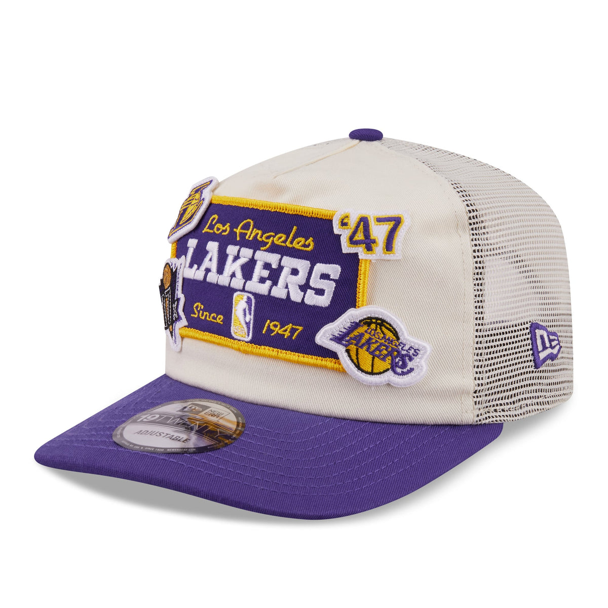 Men's Los Angeles Lakers New Era Purple Layered Patch 19TWENTY Adjustable Hat