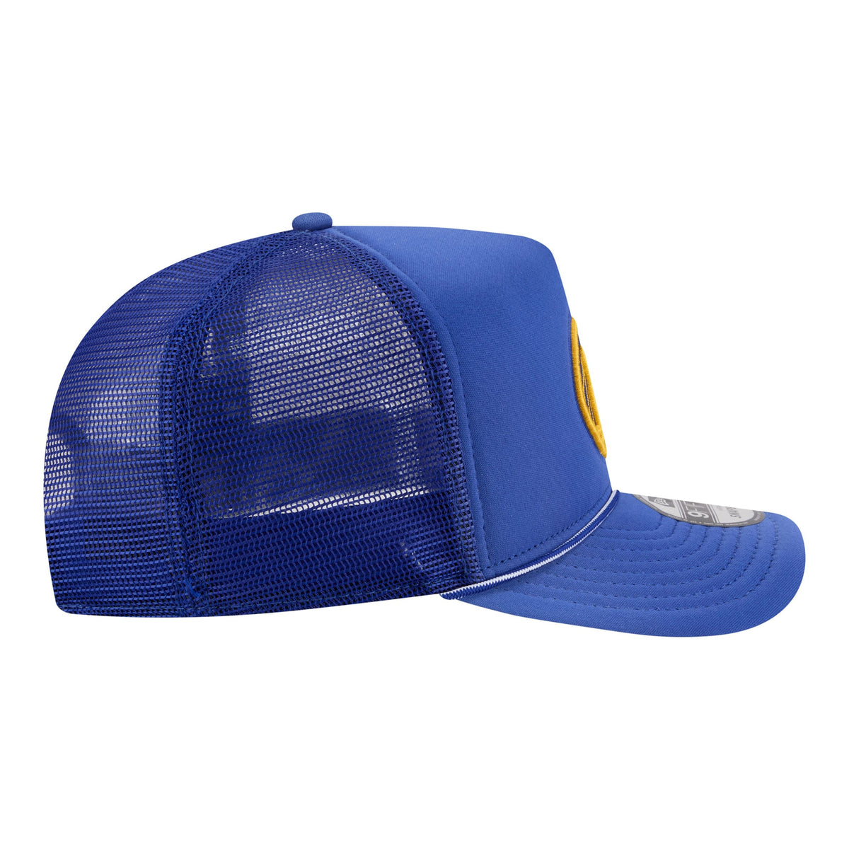 Men's Golden State Warriors New Era Royal Faded Foam Front 9FIFTY A-Frame Adjustable Trucker Hat