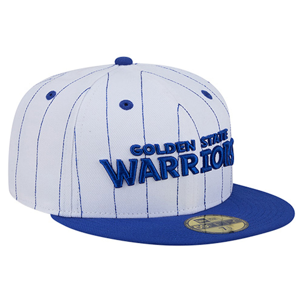 Men's Golden State Warriors  New Era White Wordmark Pinstripe 59FIFTY Fitted Hat